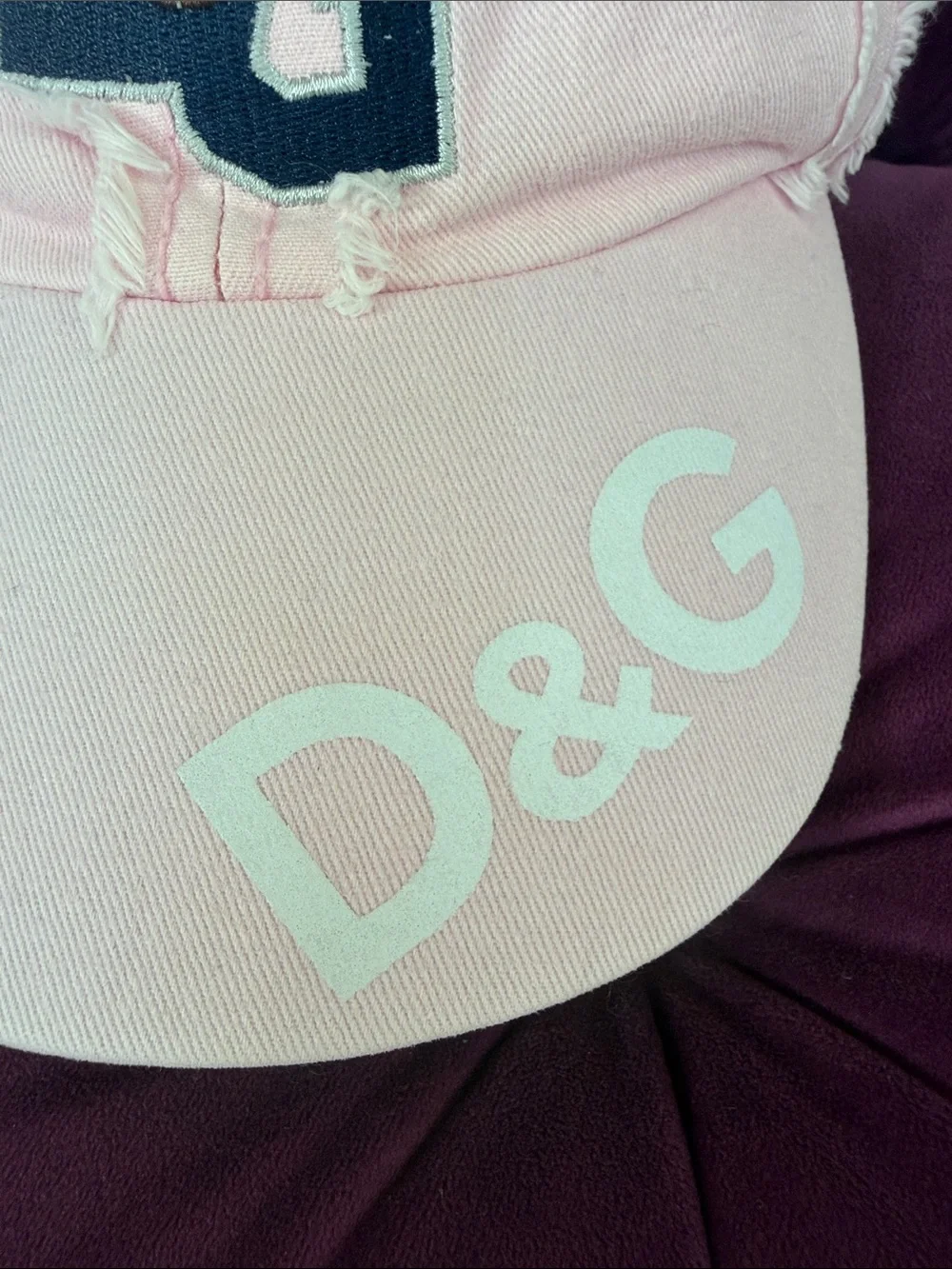 D&G Pink Distressed Logo Baseball Cap adjustable